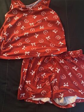 Aeropostale Red Bow & Crest Print Pajama Tank and Shorts Set